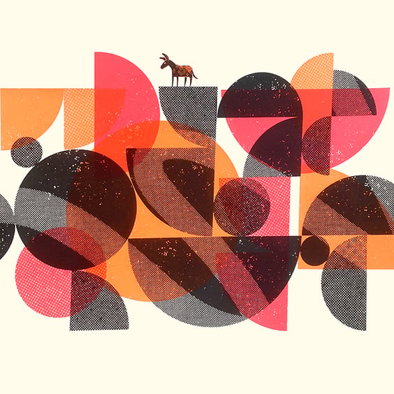 Donkey Puzzle No.6 A2 three-colour screen-print