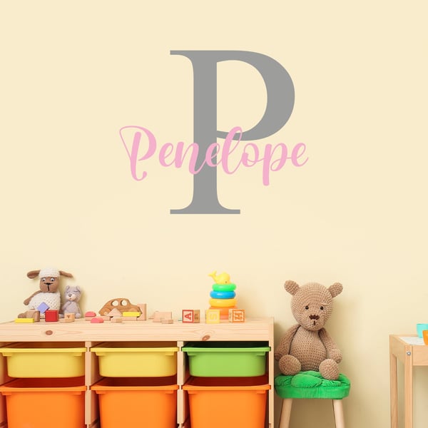 Personalised Bedroom Initial Name Wall Sticker Children Bedroom Playroom Decal