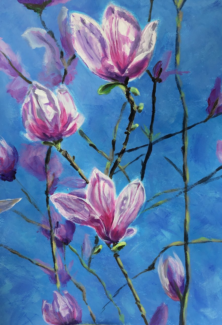 Stunning giclee print of 'Magnolia Blossom' a painting by artist Janet Bird