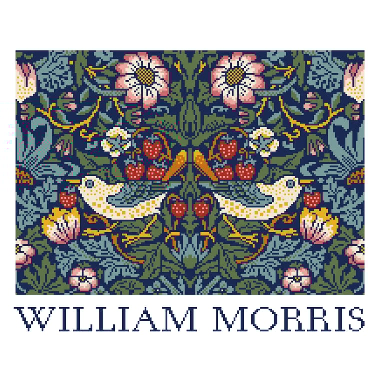 330 - William Morris Strawberry Thief Cross Stitch Pattern: Arts & Crafts (PDF)