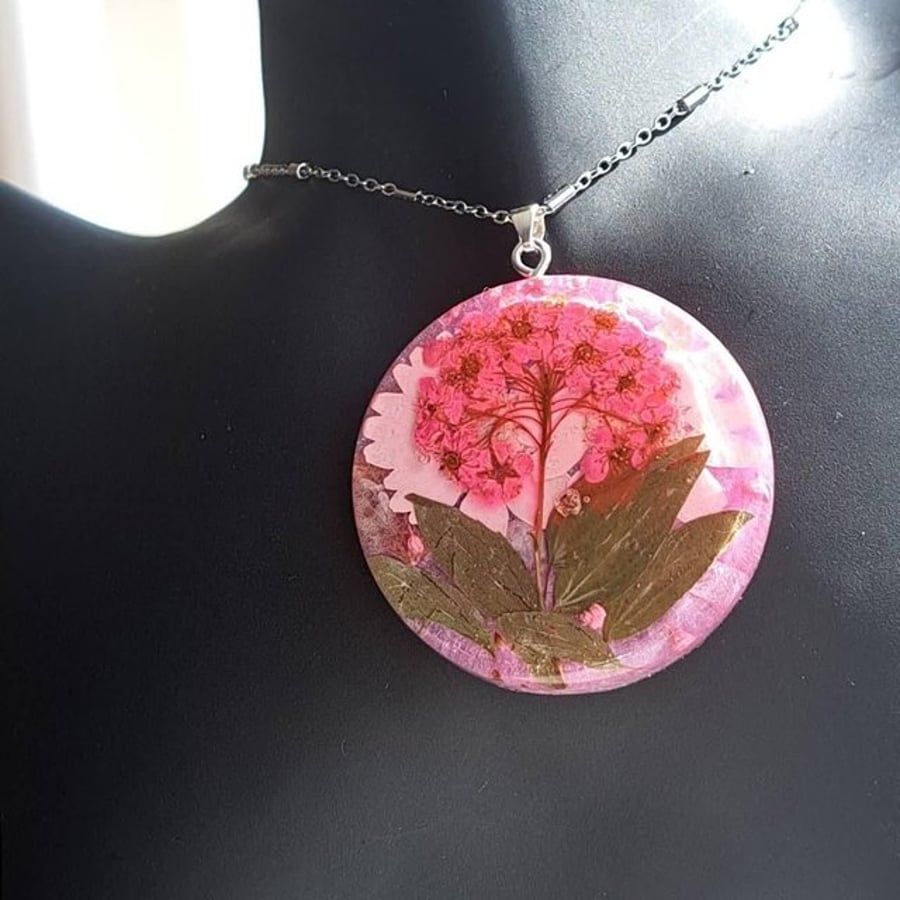 Resin Pendant – Real Dried Flowers Sterling Silver