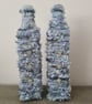 Silver grey yarn wrapped bottle ornaments 