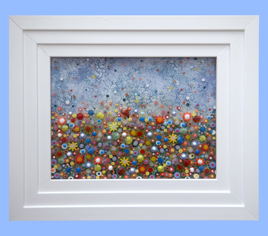 Handmade Fused Glass 'Meadow' Picture