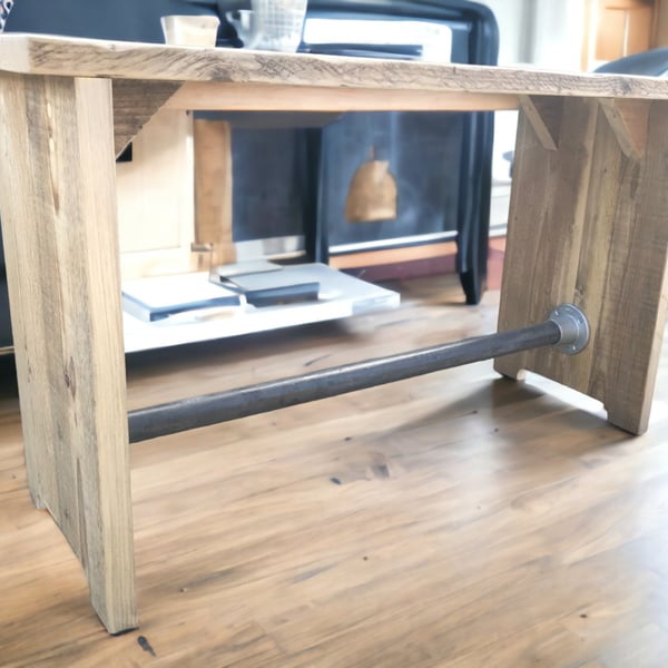 Reclaimed Console Table Wooden Side Table Made From Scaffold Boards and Tubes TH