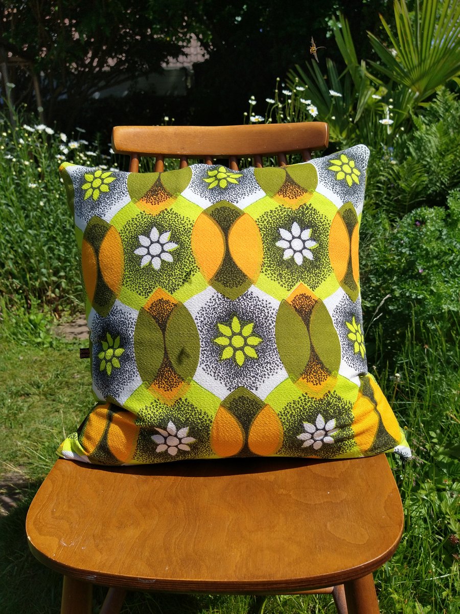 Handmade Cushion Cover Vintage 60's Fabric 