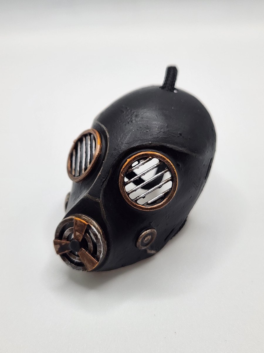 Steampunk Gas Mask Rear View Mirror Charm Hand-Painted 3D Printed Car Accessory
