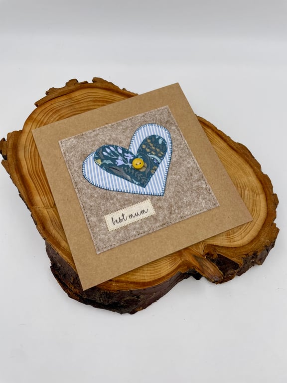 Entwined appliqué heart card for Mother's Day or birthday