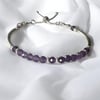 Purple Amethyst Sterling Silver Heart Charm Bracelet