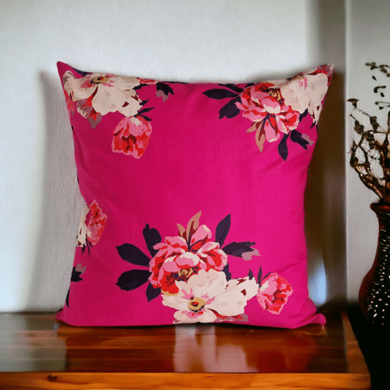 Fuchsia Pink Floral Handmade Cushion 40 x 40 cm 