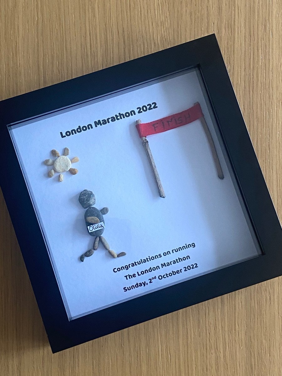 Marathon Pebble Frame, Personalised Marathon Gift, Running Birthday Gift, Handma
