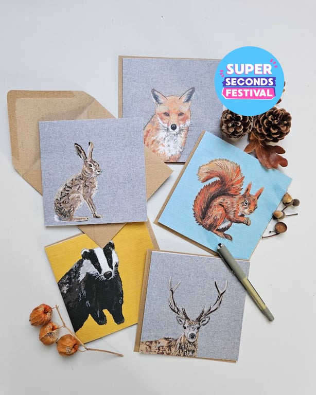 Printed Countryside Animal cards, end of line stock, Super Seconds Festival