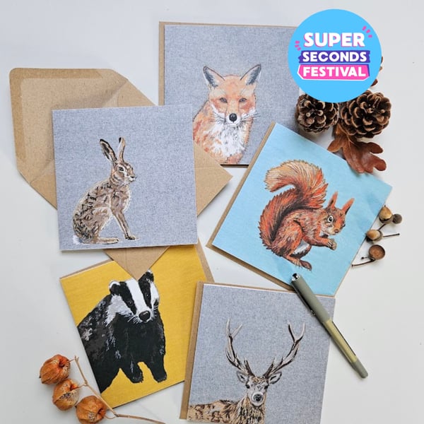 Printed Countryside Animal cards, end of line stock, Super Seconds Festival