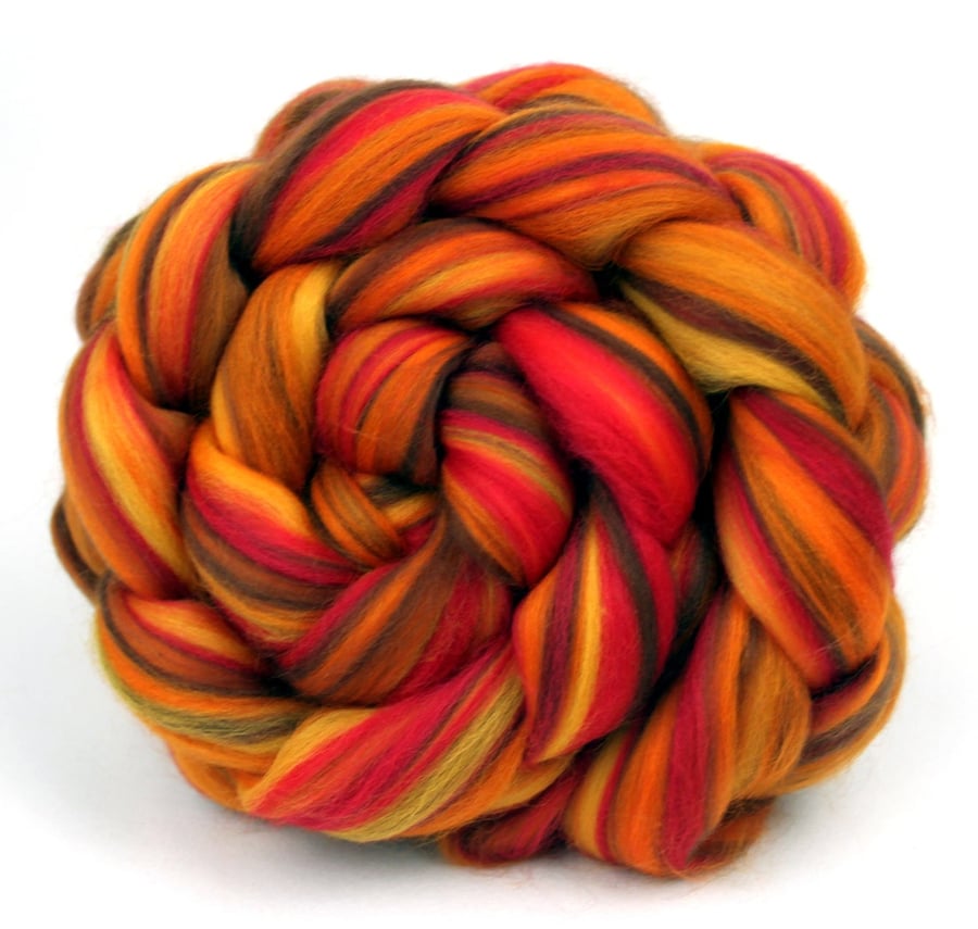 Autumnal Custom Blend Merino Combed Top 100g for Spinning and Felting