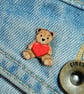 I Love You Gift, Handmade Tiny Teddy Bear With Love Heart Pin, Teddy Bear Gift - Image 3