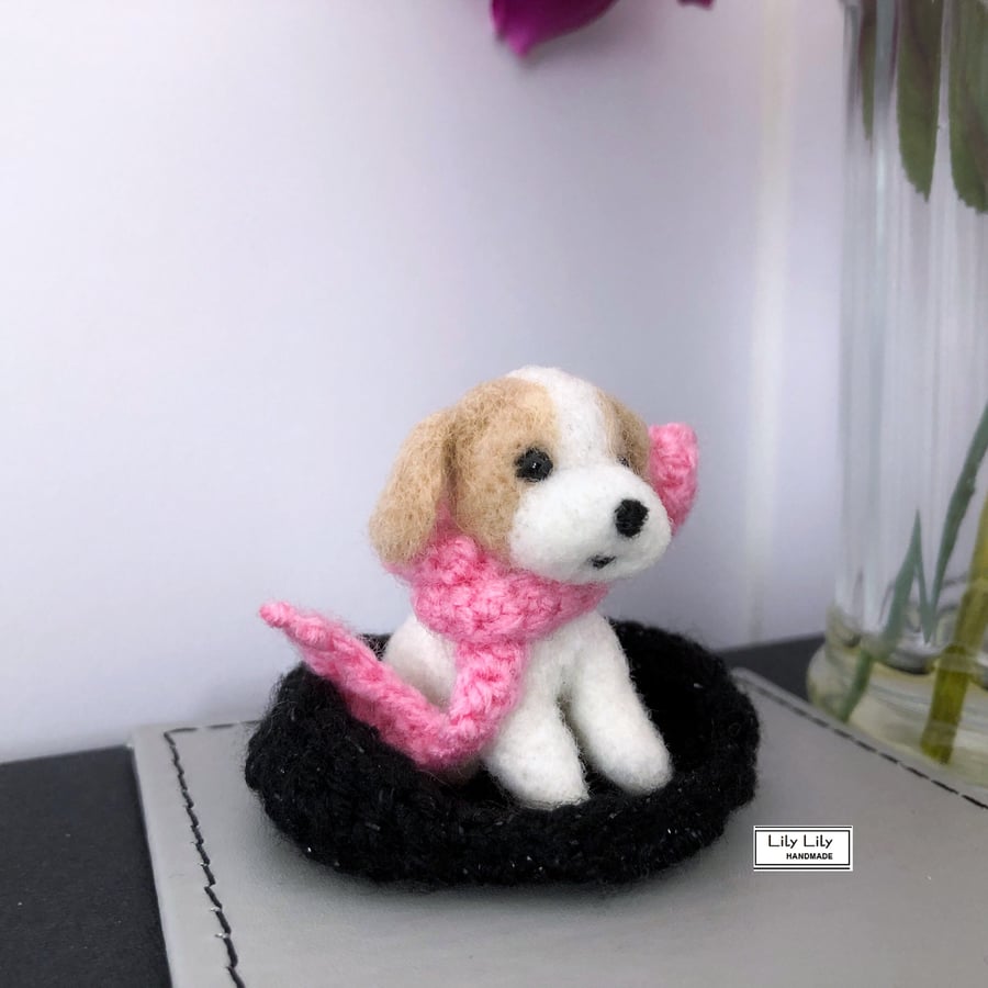 Beatrix, Miniature Puppy dog, needle felted by Lily Lily Handmade SALE