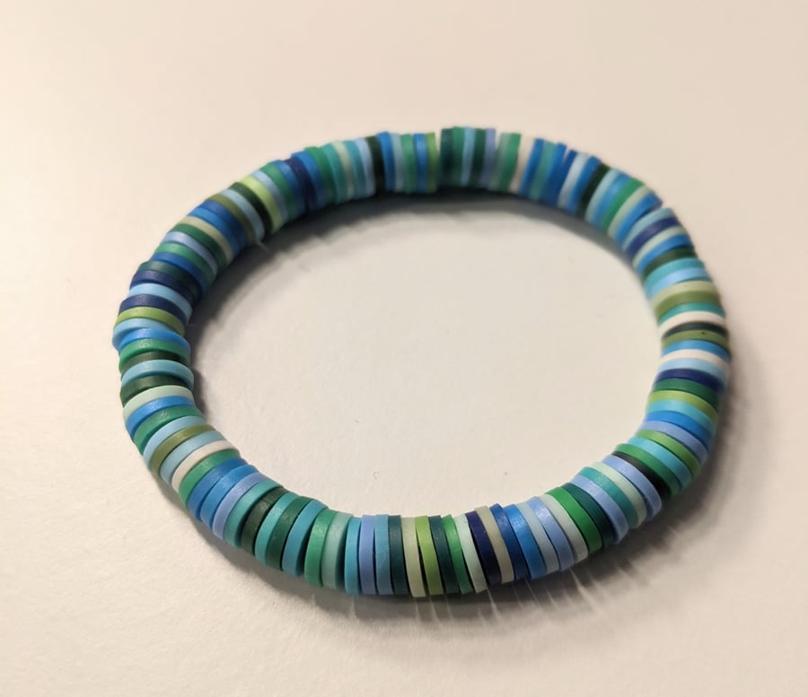 Clay Bead Bracelet - Blue & Green
