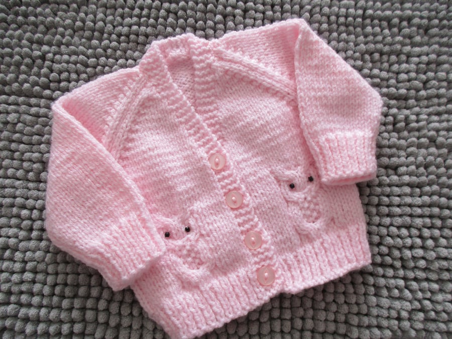 14" Newborn Baby Girls Owl  V Neck Cardigan