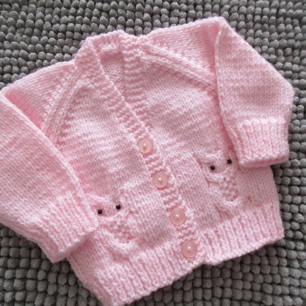 14" Newborn Baby Girls Owl  V Neck Cardigan