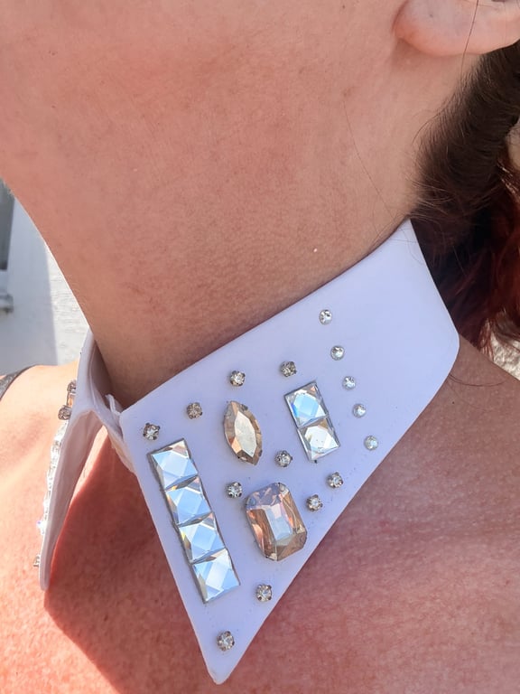Luxe White & Champagne Detachable Statement Collar - Upcycled Swarovski