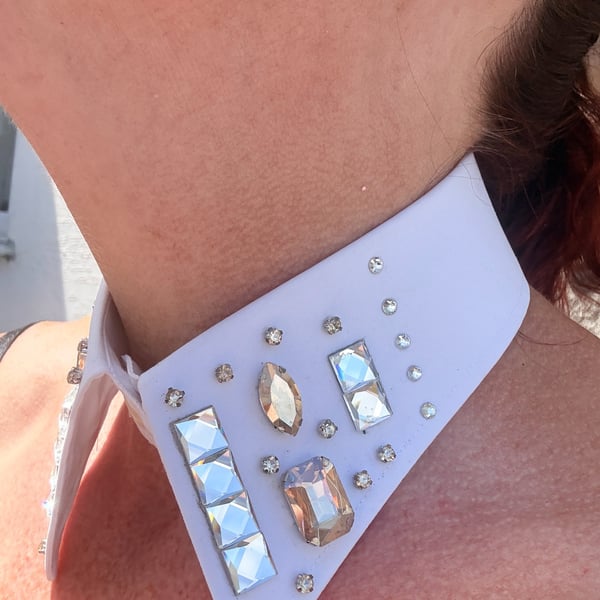 Luxe White & Champagne Detachable Statement Collar - Upcycled Swarovski