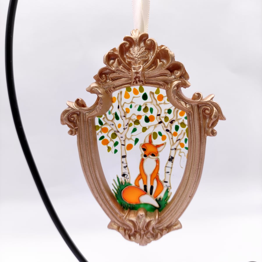 Handmade glass painted window hanging or Christmas tree bauble