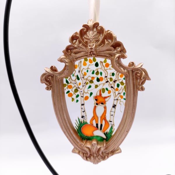 Handmade glass painted window hanging or Christmas tree bauble