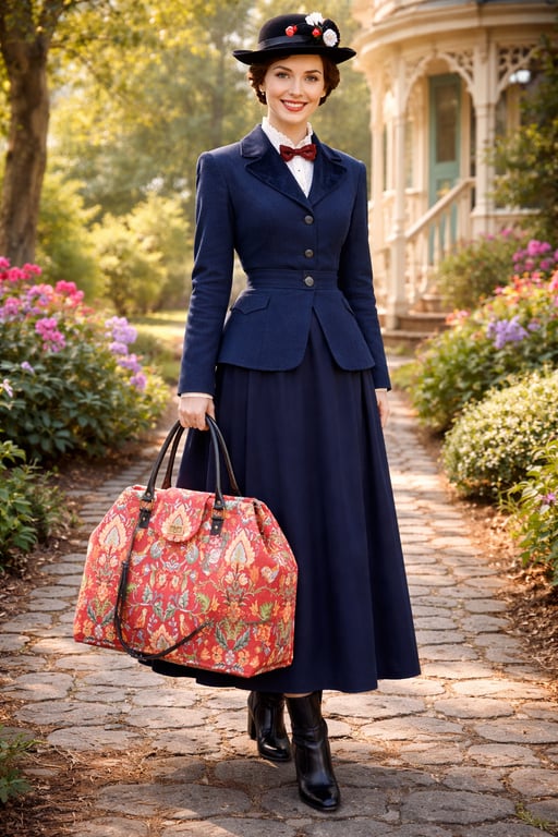 Mary Poppins carpet bag Red William Morris style tapestry bag overnight bag 