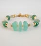 Green bracelet green aventurine valentine heart, chalcedony, agate and fluorite. - Image 2