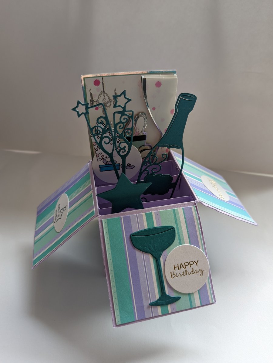 Lilac & green Birthday Box Card - SPECIAL OFFER