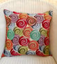 Cushion Cover: Tapestry Swirls design Red reverse 17" (43cm) - Image 2