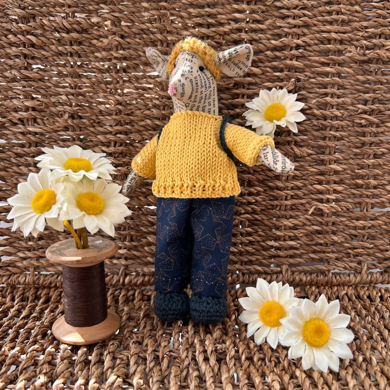 'Simon' Handmade Little Fabric Mouse