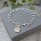 Sterling Silver Chain Link Bracelet with Sunflower Charm - JBJ5022