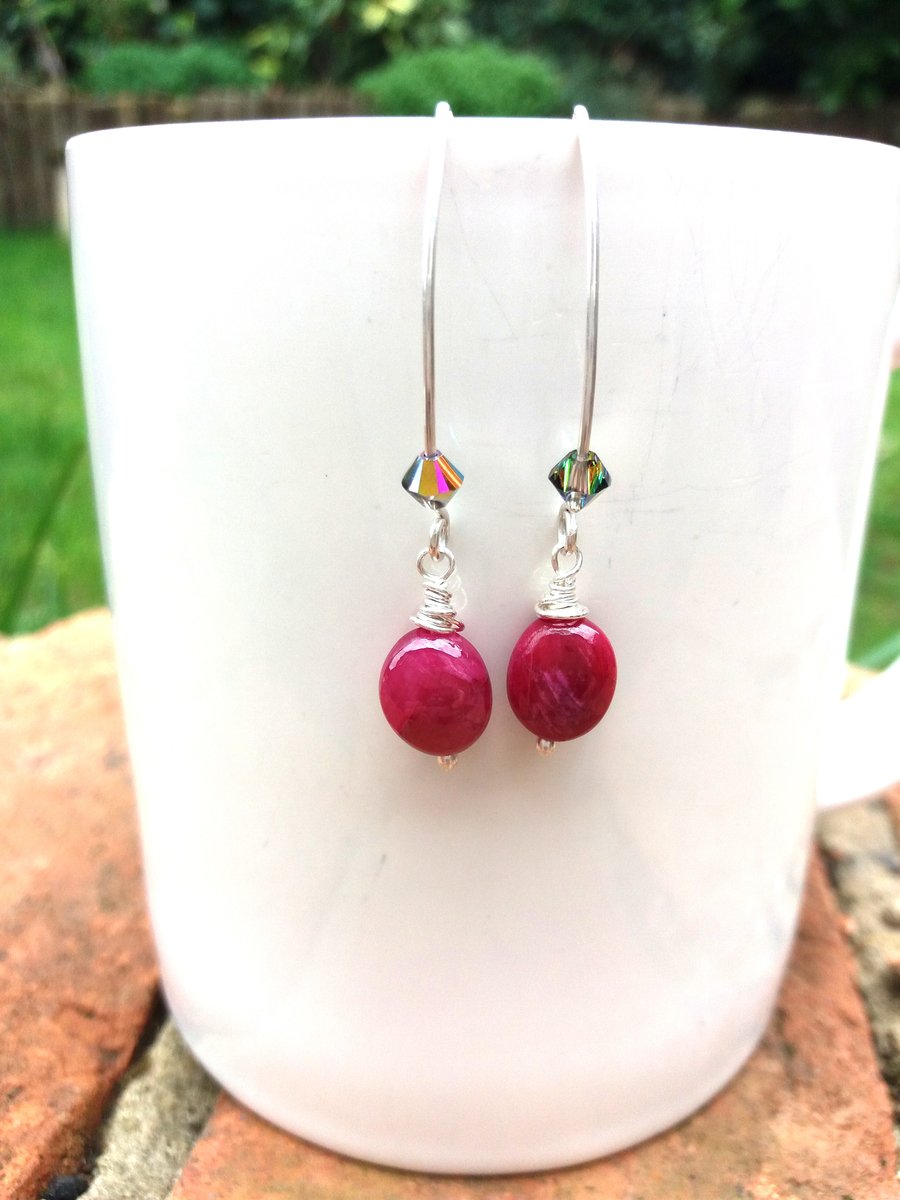 Silver ruby earrings