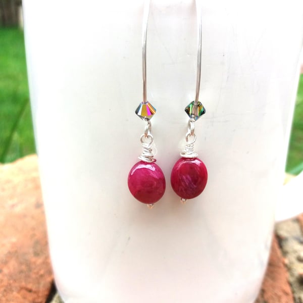 Silver ruby earrings