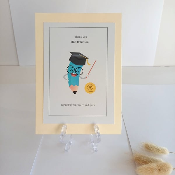 Thank You Teacher Card - Personalised End Of Term Gift For Teachers