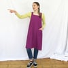 Linen Apron Japanese Style Cross Back Style - No Ties. Magenta. Sale 40% off