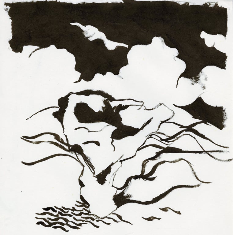 Air becomes earth, Pen on paper, available framed or unframed.