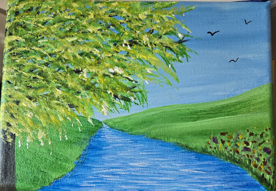 RIVER & TREE SCENE - 7" x 5"