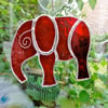 RESERVED - Stained Glass Elephants x 2 - Red