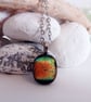 Multicolour (Orange, Turquoise, Blue) Dichroic Glass Pendant Necklace