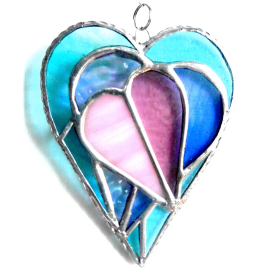 Pastel Triple Heart Stained Glass Suncatcher 011