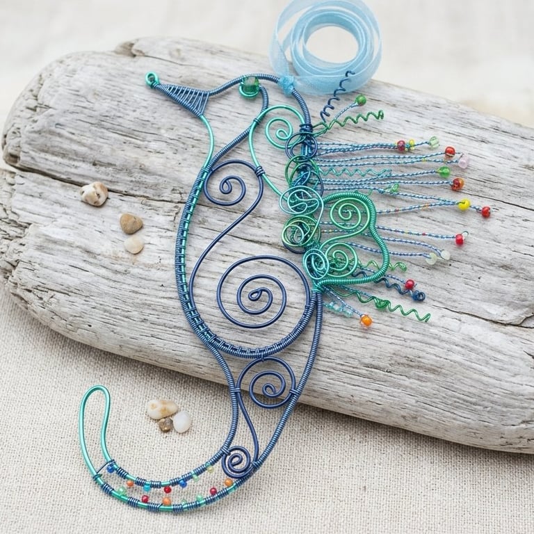 Wire Seahorse Suncatcher Wall Hanger