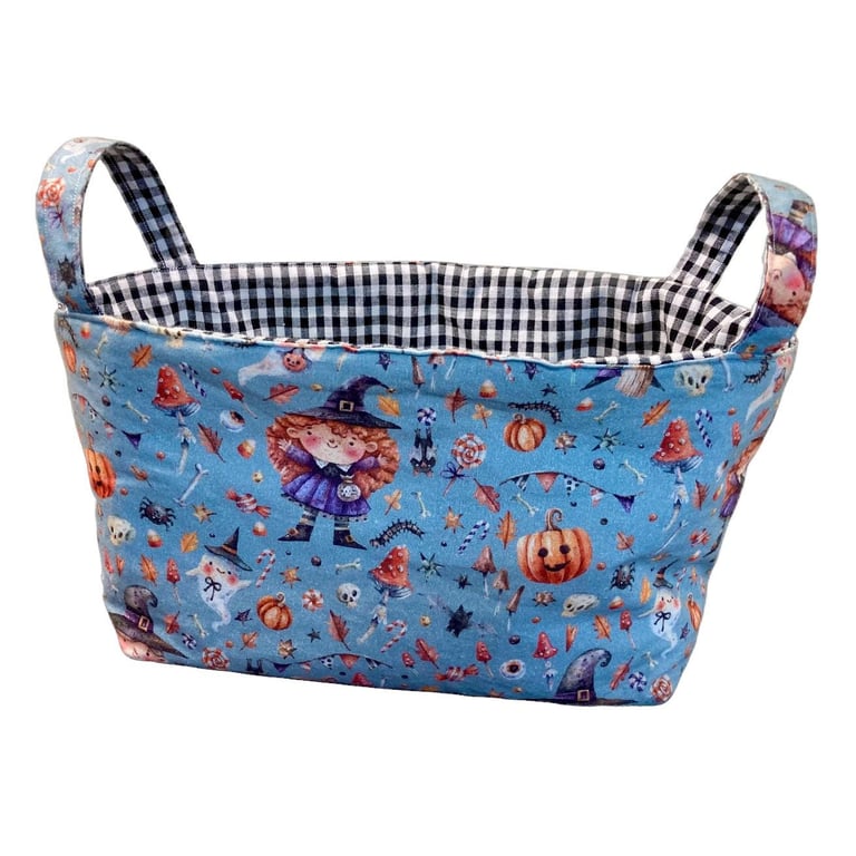 Lil Witch Halloween Reversible Fabric Storage Basket