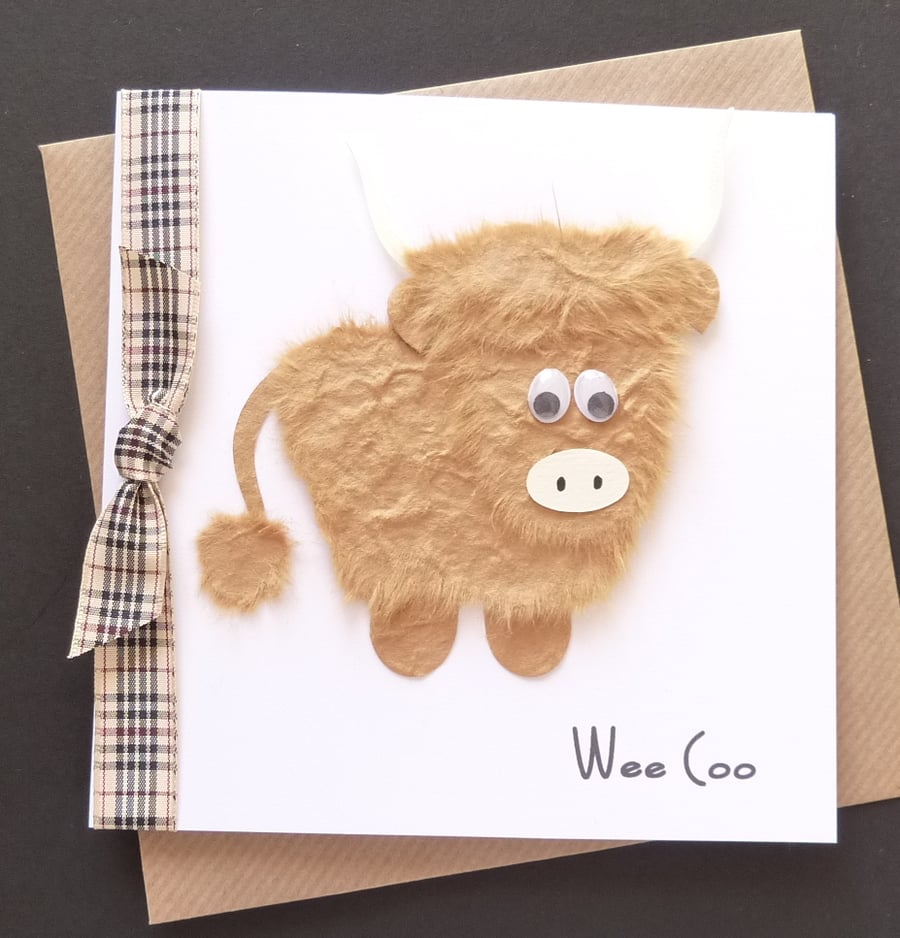 Wee Coo Highland Cow Personalised Card
