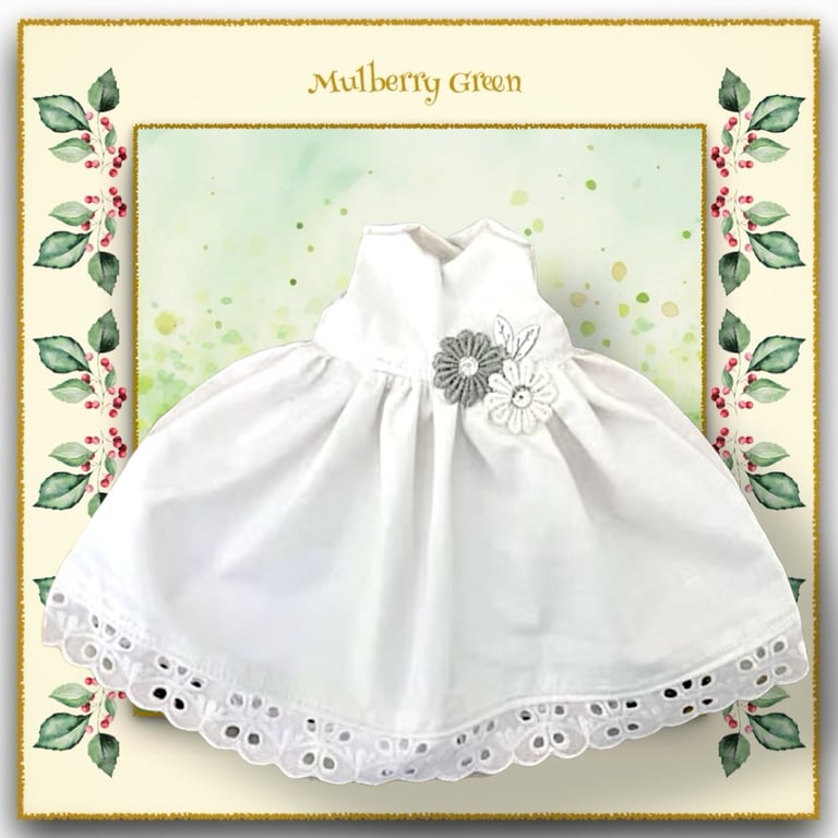 White Broderie Anglais Trimmed Daisies Dress