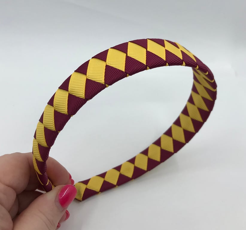 School Wine and Yellow Gold Diamond Pleated Hairband