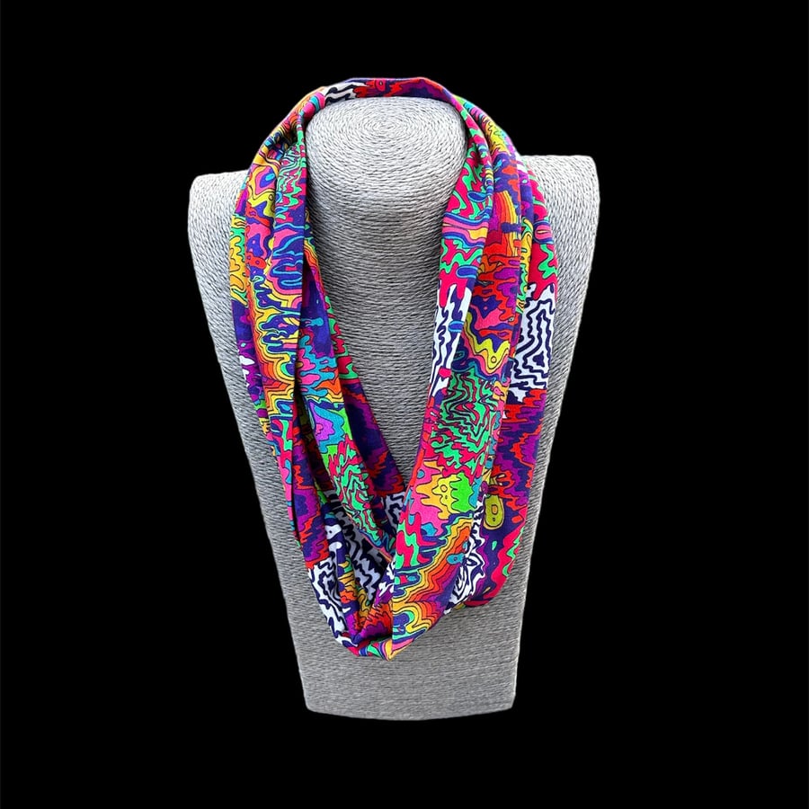 Abstract colourful Cotton Infinity Scarf 