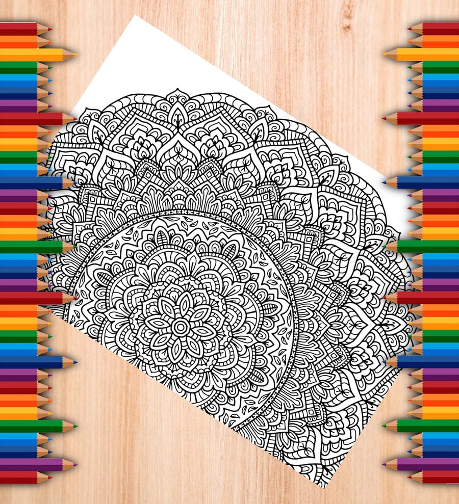 Digital Colouring Page - Two Large Mandalas