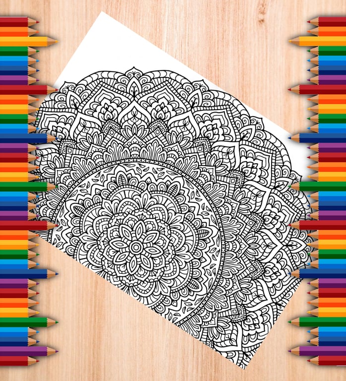 Digital Colouring Page - Two Large Mandalas