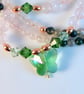  Butterfly, Rose Quartz, Moss Agate & Swarovski Crystal Necklace - Free UK P&P. - Image 7